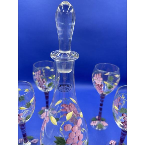 Hand Painted Wine Decanter & Wine Glass Set by Home Essentials & Beyond Grape - Picture 13 of 16